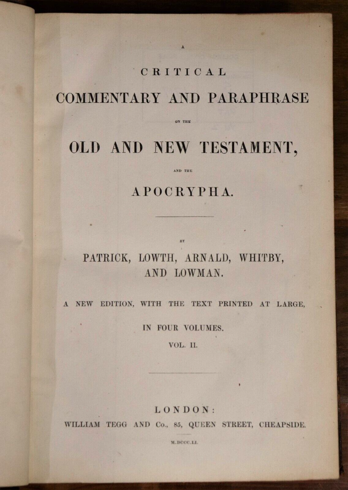 1851 3vol Commentary On Old & New Testament & Apocrypha Antiquarian Books