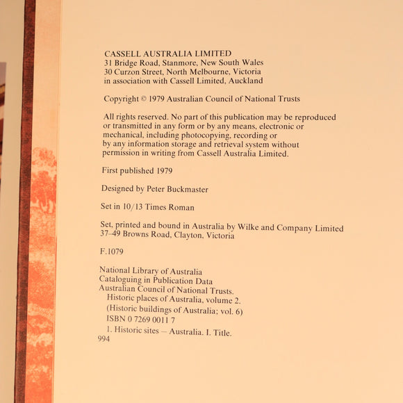 1979 Historic Places Australia Architecture Reference Book National Trust Vol 2