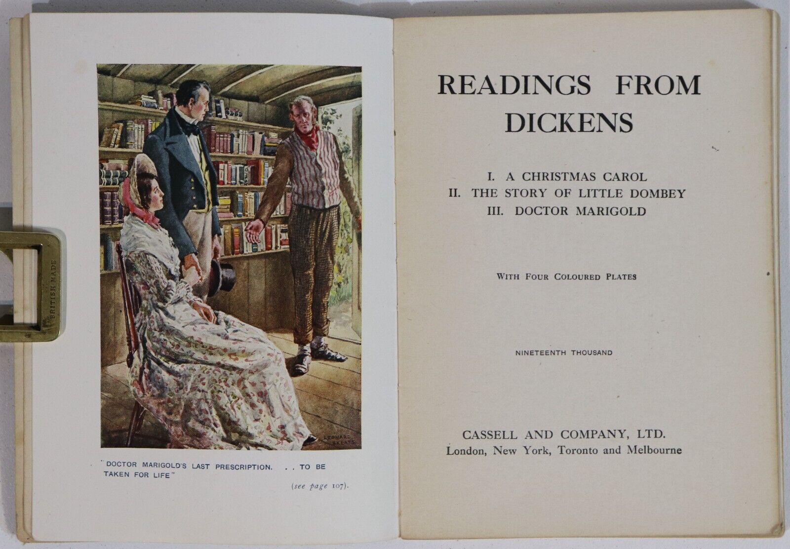 c1910 Readings From Dickens by Charles Dickens Antique British History Book - 0