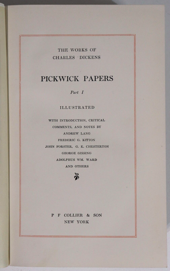 1911 2vol Pickwick Papers by Charles Dickens Antique British Fiction Book Set