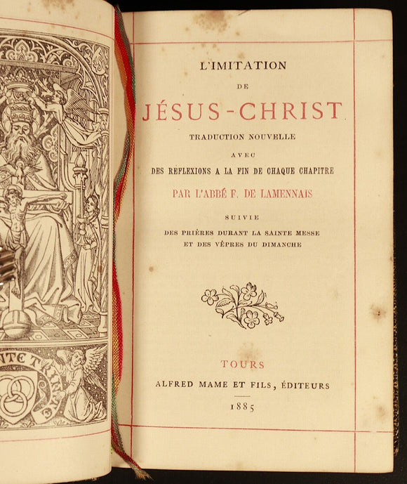 L'Imitation De Jesus Christ par De Lamennais 1885 Antique French Theology Book