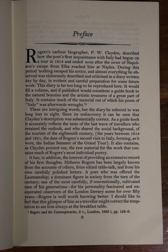 1956 The Italian Journal Of Samuel Rogers Vintage Poet Biography Book