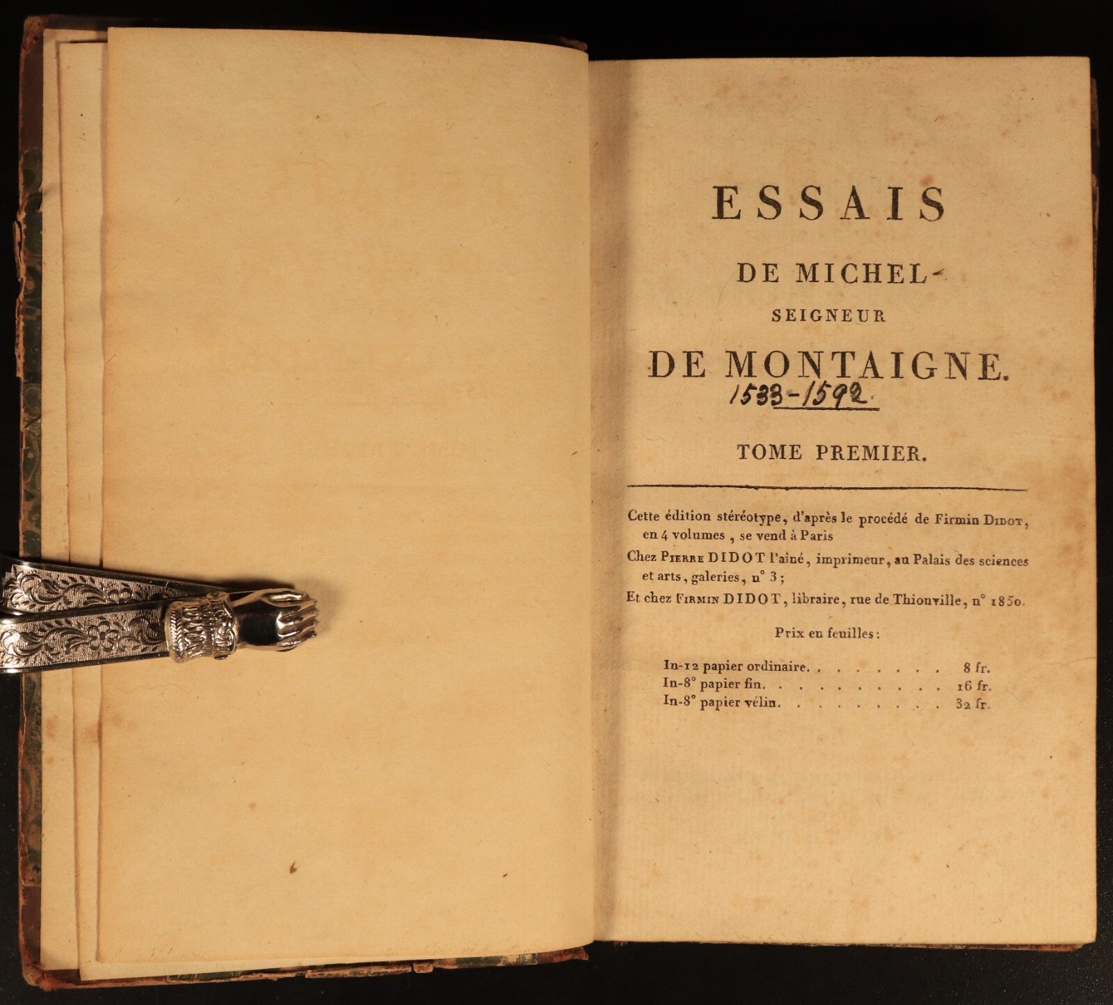 1802 Essais De Michel De Montaigne Antiquarian French Literature Book Vol 1