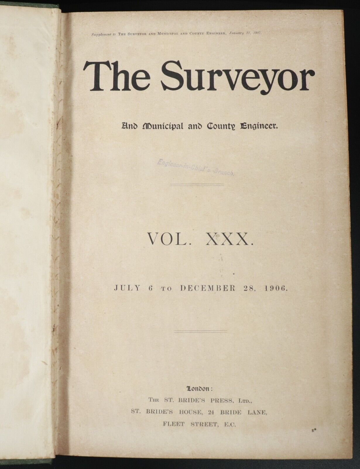 1906 The Surveyor & Municipal County Engineer Antique Architecture Book Vol XXX