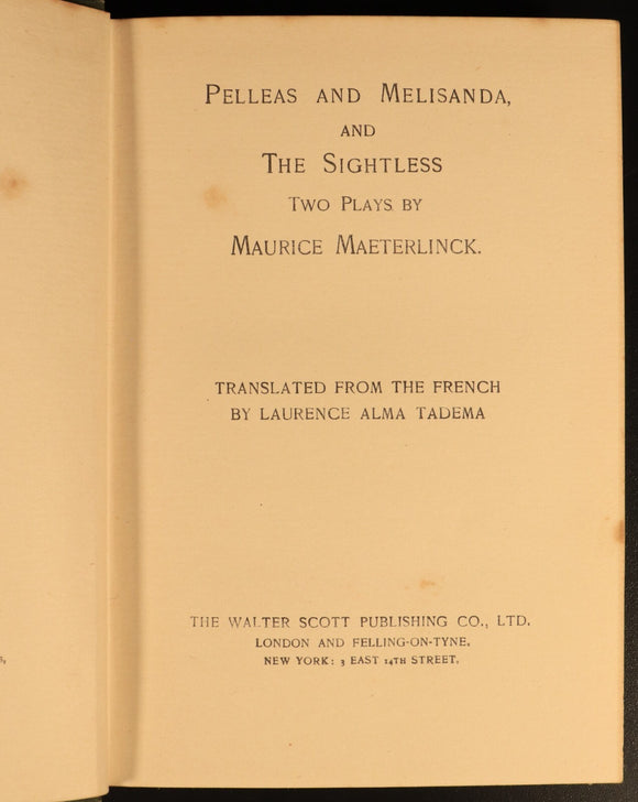 Two Plays by Maurice Maeterlinck c1900 Antique Drama Book Pelleas & Melisanda
