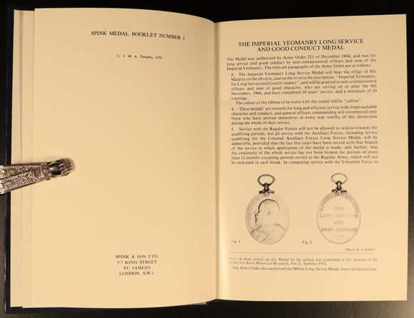 Spink Long Service & Good Conduct Medal 3vol Military Medal Reference Book 1978