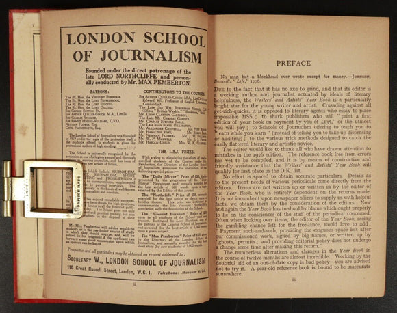 1927 The Writers & Artists Year Book Antique Publishers & Artists Reference Book