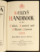 1933 Kellys Handbook Titled Landed Official Classes Antique British History Book-5
