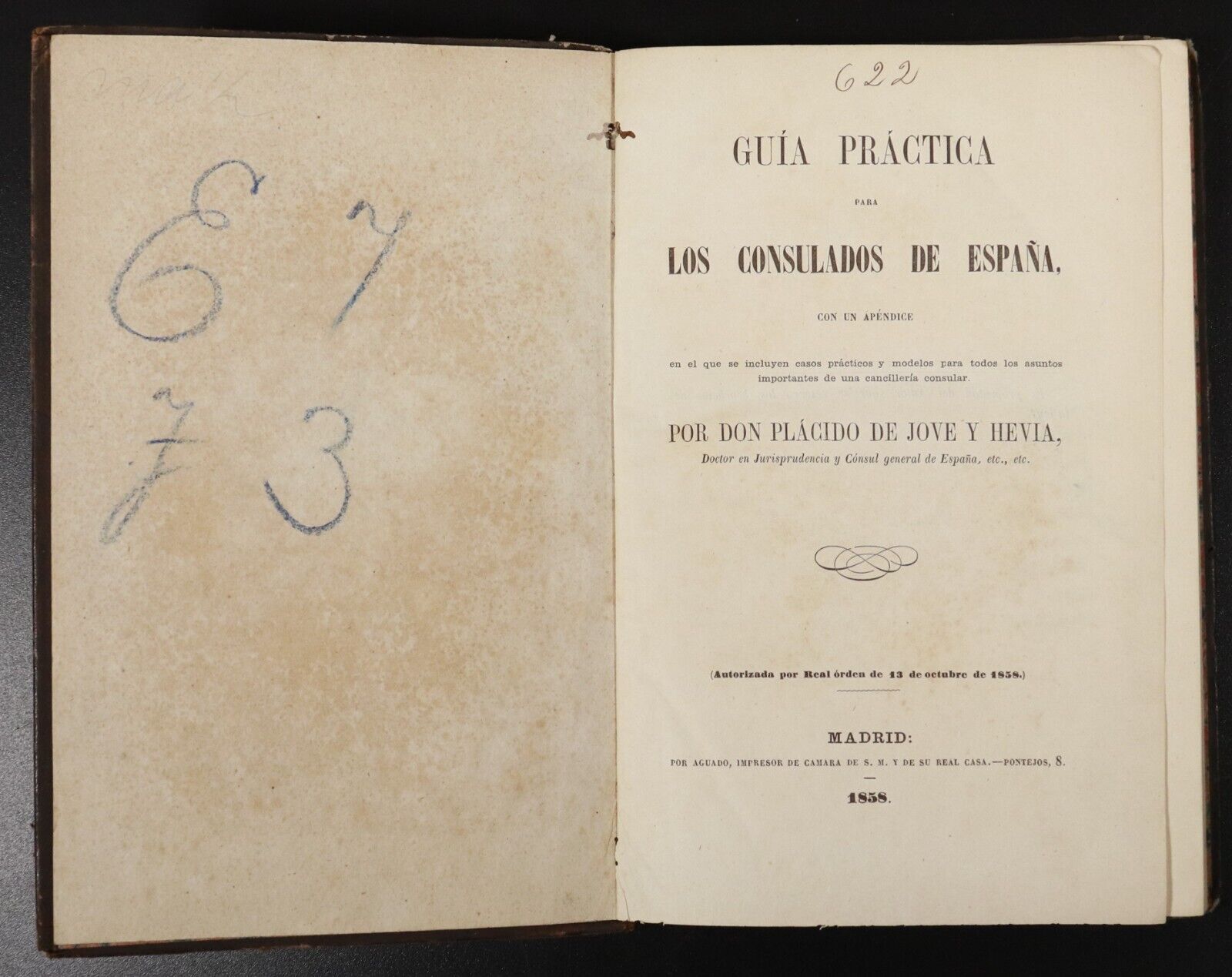 1858 Guía Práctica para los consulados de España Antiquarian History Book Spain