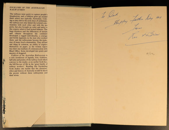 1969 Folklore Of The Australian Railwaymen by Patsy Adam Smith Railway Book