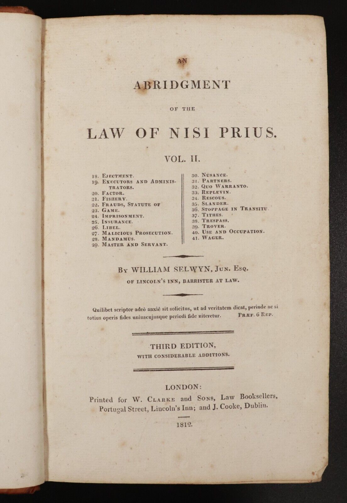 1812 2vol Abridgment Of The Law Of Nisi Prius Antiquarian Legal Reference Books