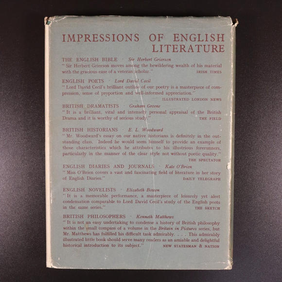 1944 Impressions Of English Literature Antique British History Reference Book