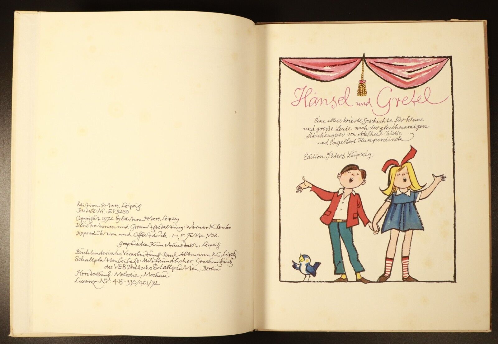 1972 Hansel Und Gretel Edition Peters Leipzig Vintage German Childrens Book