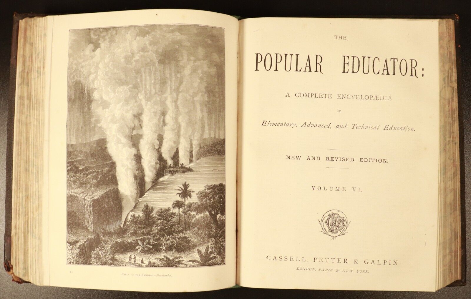 c1888 6vol The Popular Educator Antique General Reference Book Set Illustrated