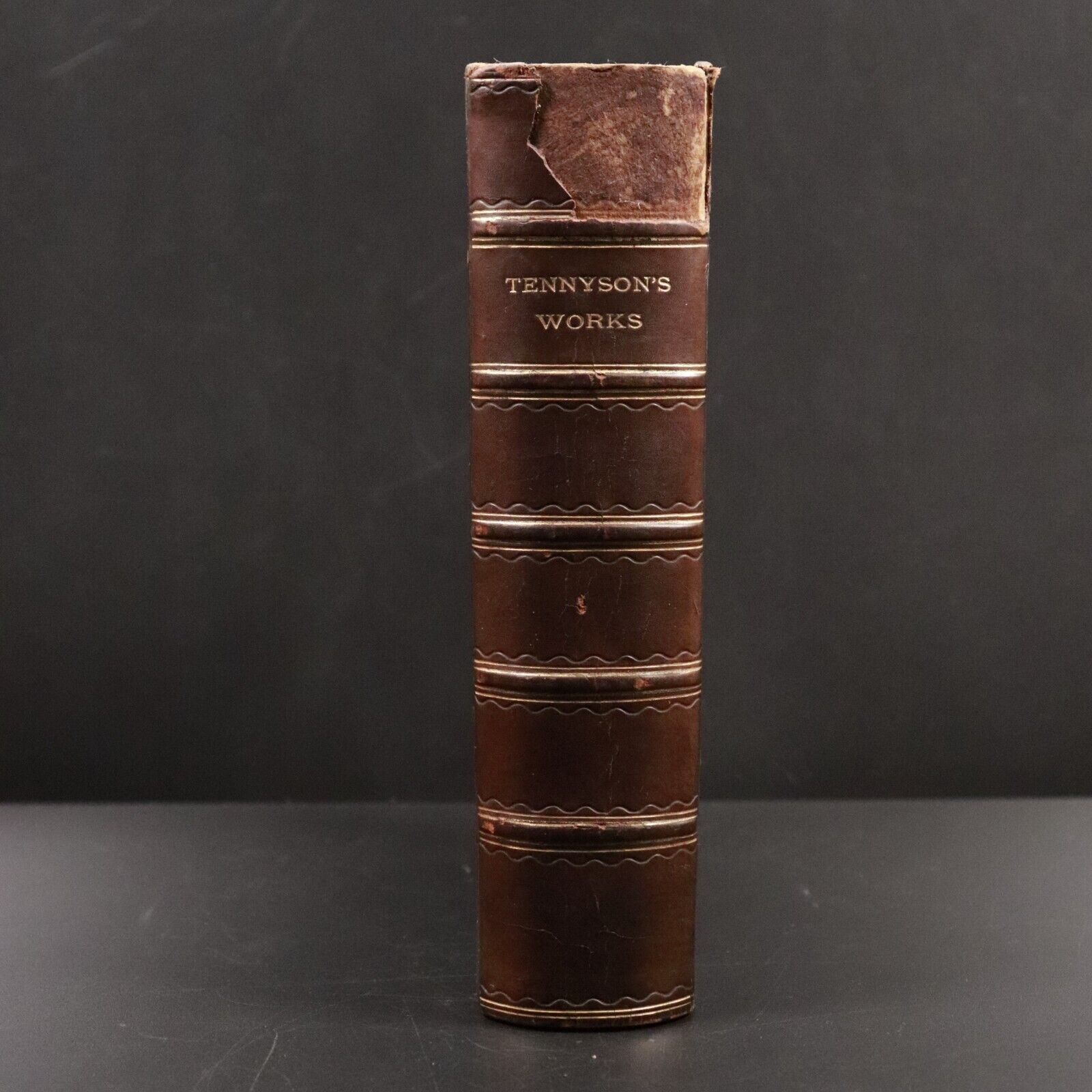 1911 The Works Of Alfred Lord Tennyson Antique Poetry Book Prize Binding Marbled