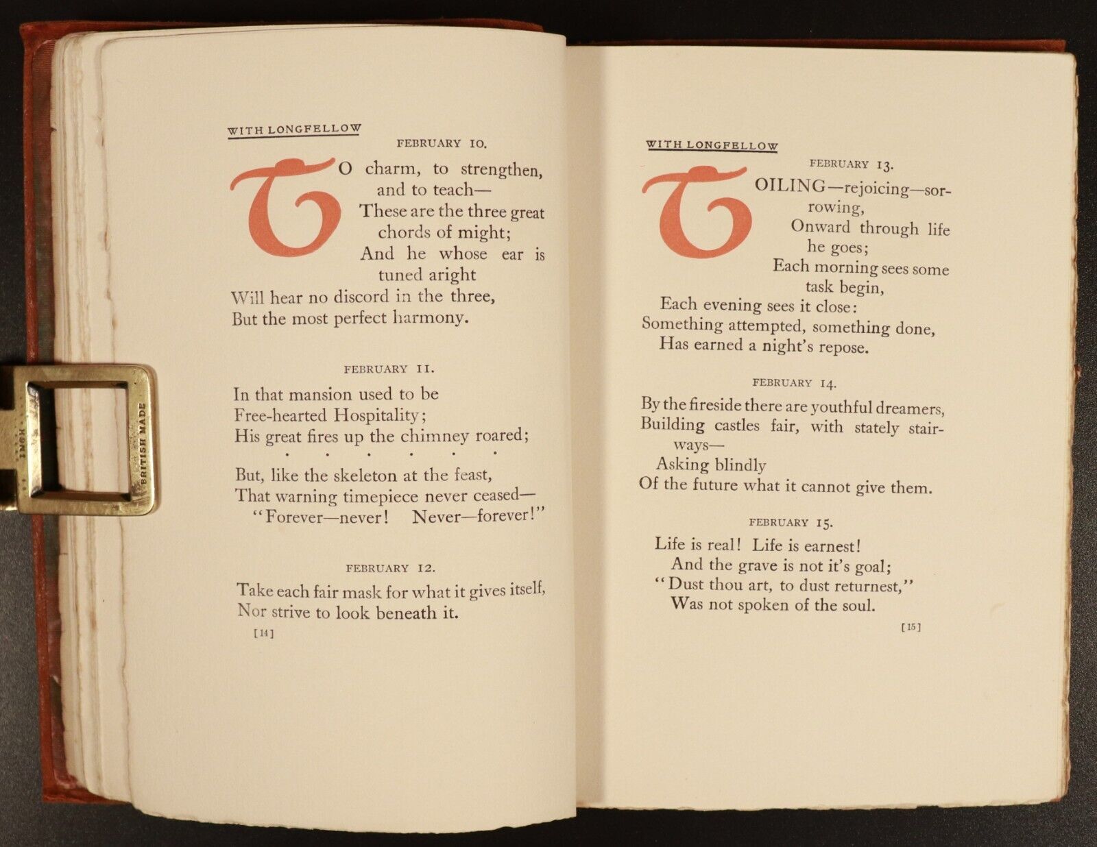 1906 Through The Year With Longfellow Antique Poetry Book