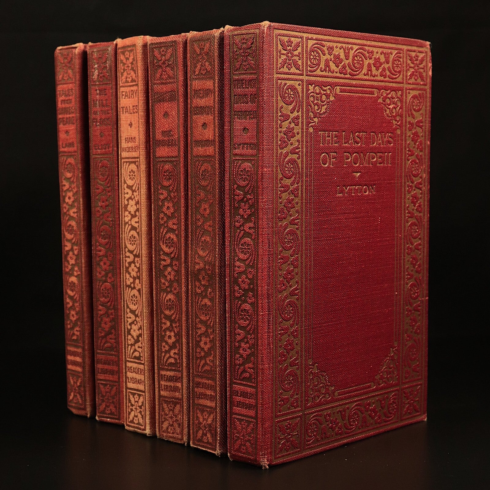 6 Volume Antique Book Collection c1920's Last Days Of Pompeii Lytton Eliot etc