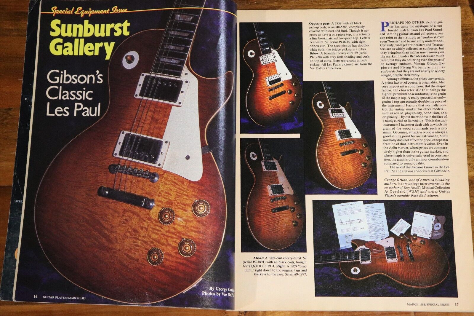 1985 March Guitar Player Vintage Magazine Gibson Les Paul 59 Burst