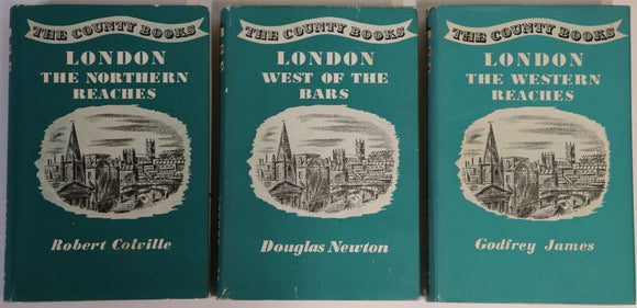 c1950 3vol The County Books: London Vintage British History Books Maps R. Hale