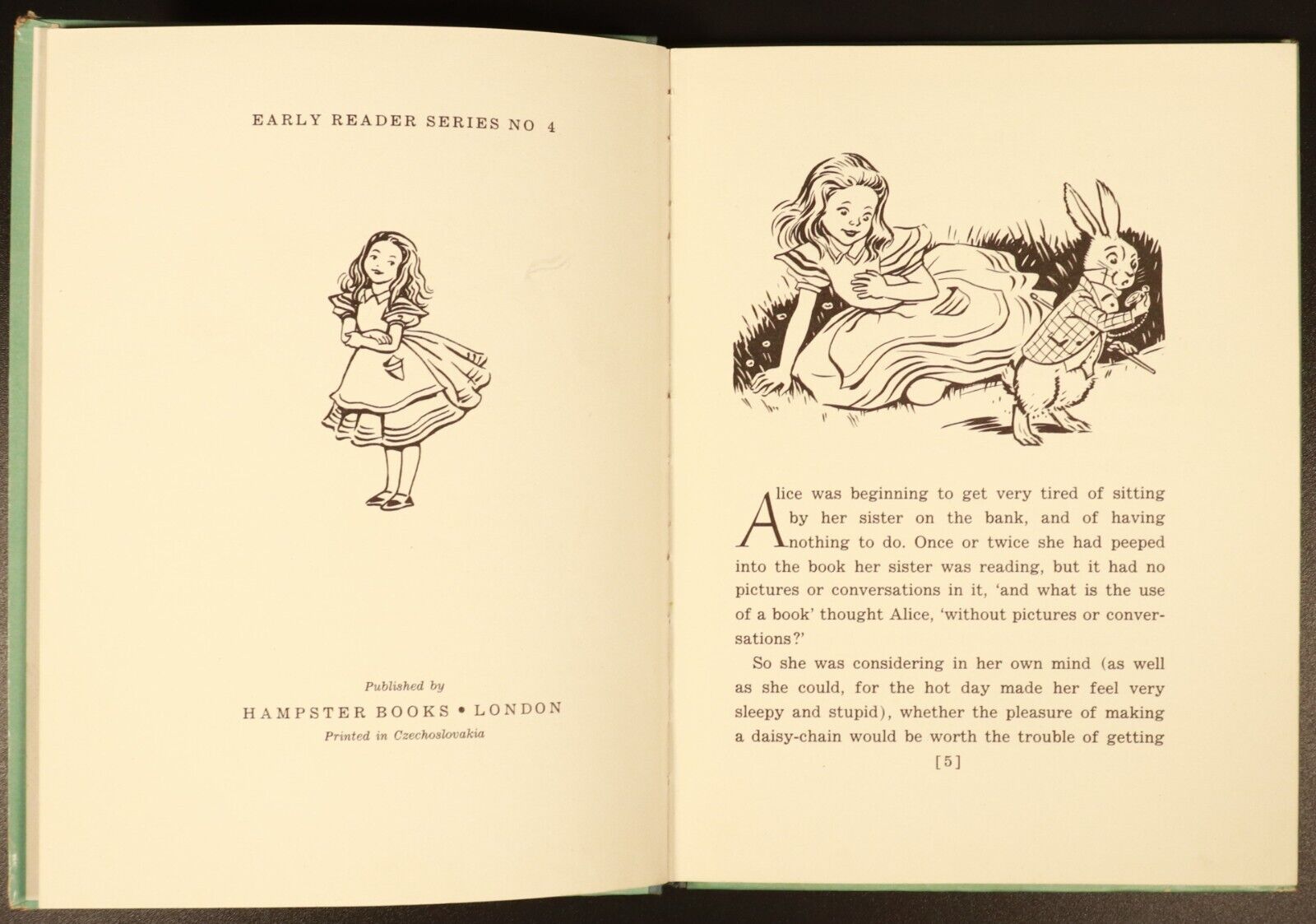 c1950's Alice In Wonderland by Lewis Carroll Antique Fiction Book Illustrated