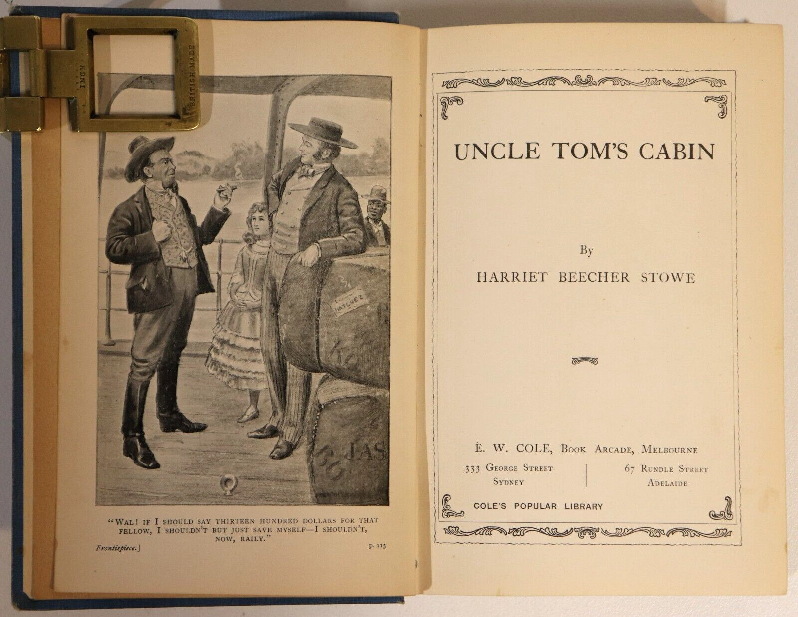 c1905 Uncle Tom's Cabin by Harriet Beecher Stowe Antique American Fiction Book - 0