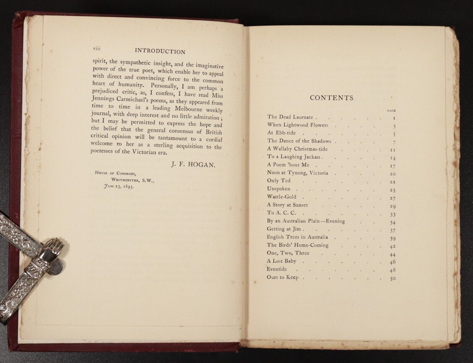 1895 Poems by Jennings Carmichael Antique Australian Poetry Book 1st Edition