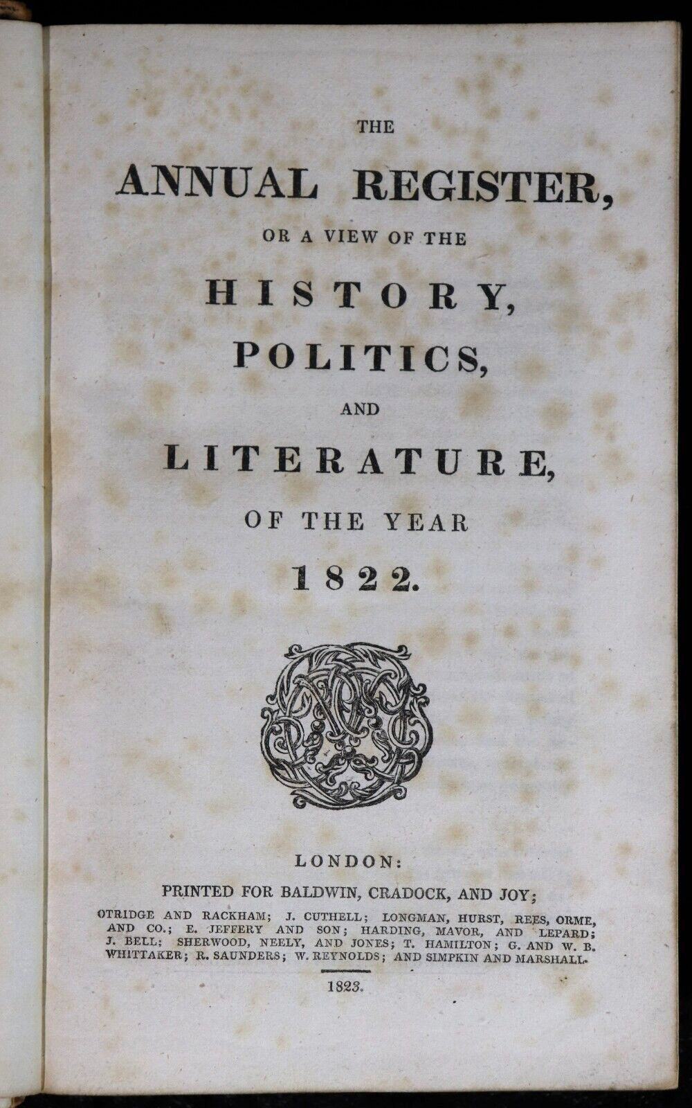 1823 The Annual Register For The Year 1822 Antique British World History Book - 0