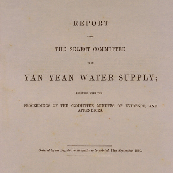 1860 Yan Yean Water Supply Colony Of Victoria Government Report History Book