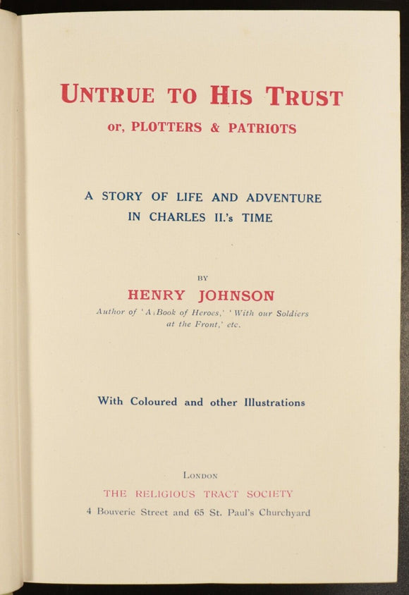 c1915 Untrue To His Trust by Henry Johnson Antique British Fiction Book