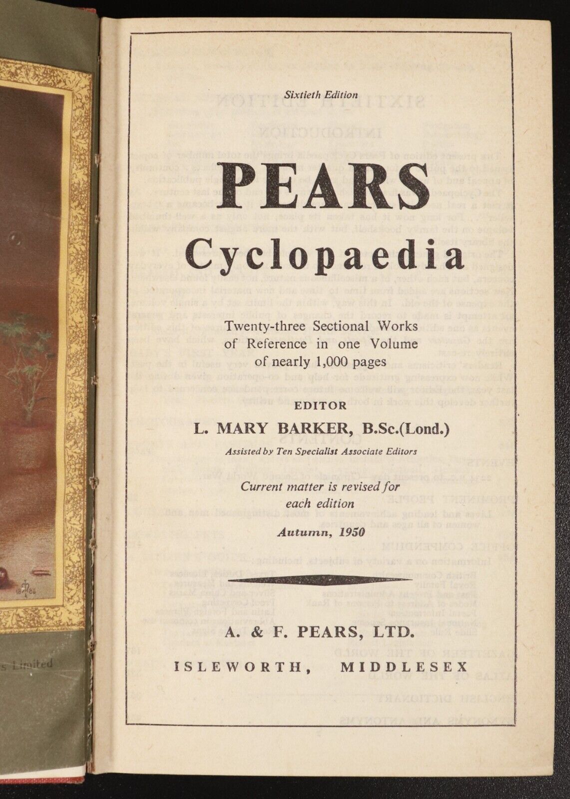 1950 Pears' Cyclopaedia 60th Edition Antique Reference Book Illustrated Maps