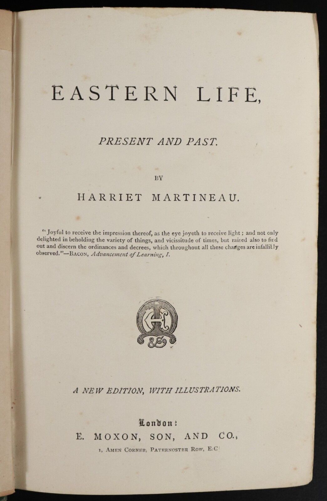 1875 Eastern Life, Past & Present by H Martineau Rare Antiquarian Sociology Book