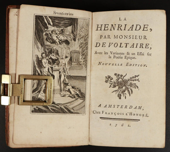 1762 La Henriade Par Monsieur De Voltaire Antiquarian French Poetry Book