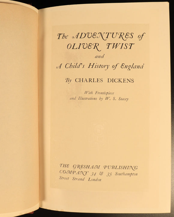 1912 Oliver Twist by Charles Dickens Antique Fiction Book Gresham V3