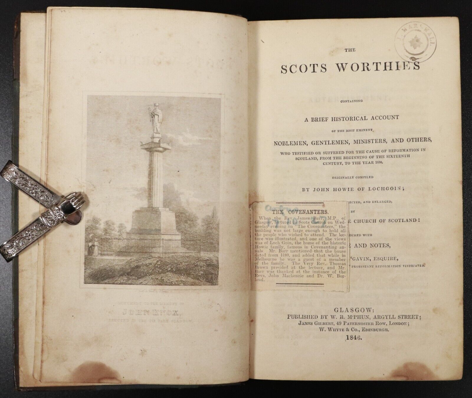 1846 The Scots Worthies by John Howie Antiquarian Scottish History Book Leather - 0