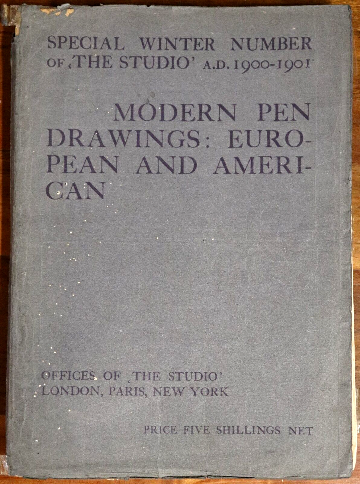 1901 The Studio: Modern Pen Drawings Antiquarian Art Magazine by Charles Holme