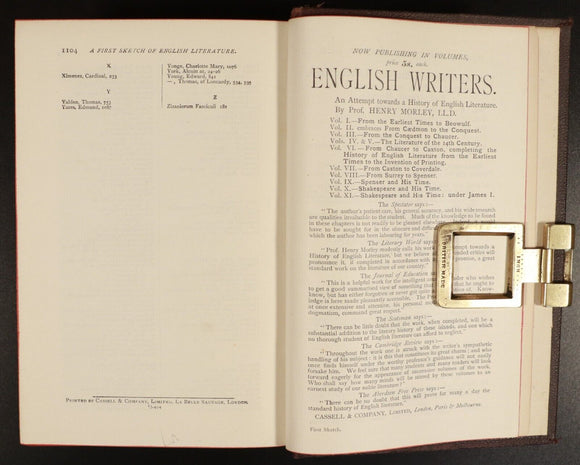1894 A First Sketch Of English Literature by H Morley Antiquarian Reference Book