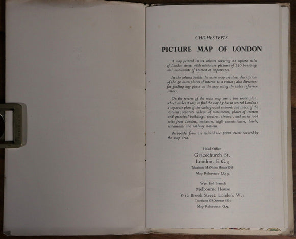 1955 The ES&A Bank: Picture Map of London Vintage Map Australian Banking History