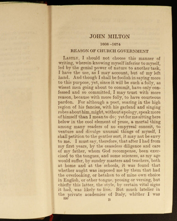 1921 3vol English Prose by W. Peacock Antique British Literature Books Milton