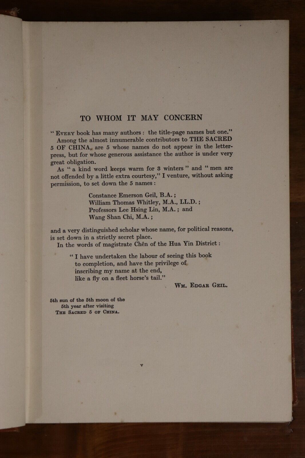 1926 The Sacred 5 Of China by WE Geil Scarce 1st Edition Chinese History Book