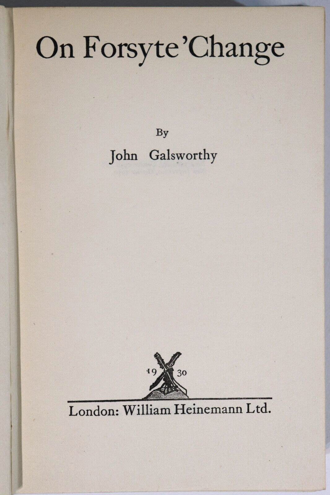 1930 On Forsyte Change by John Galsworthy 1st Ed. Antique British Fiction Book - 0