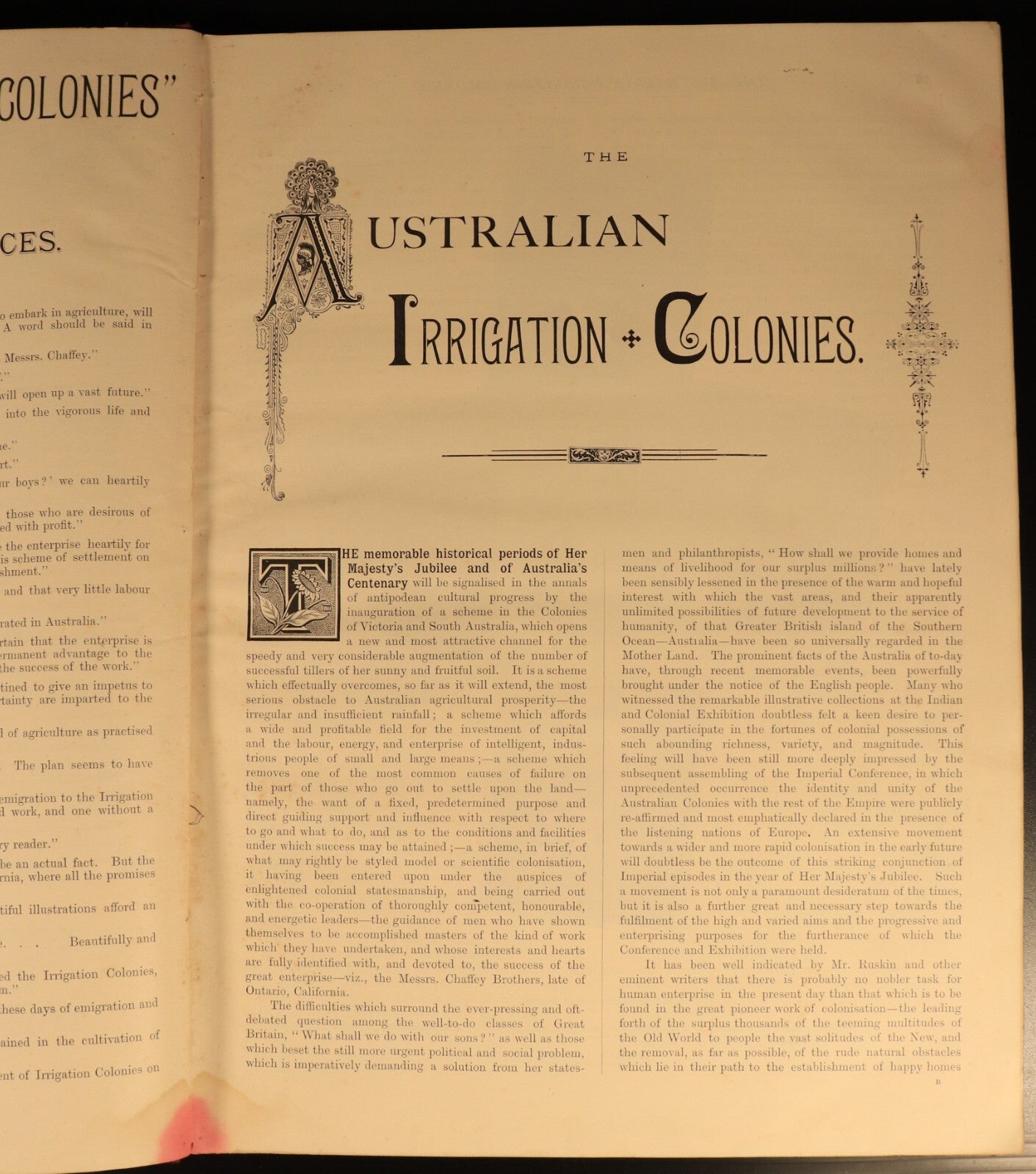 1887 The Australian Irrigation Colonies Antiquarian Australian History Book