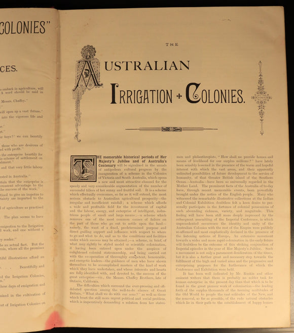 1887 The Australian Irrigation Colonies Antiquarian Australian History Book