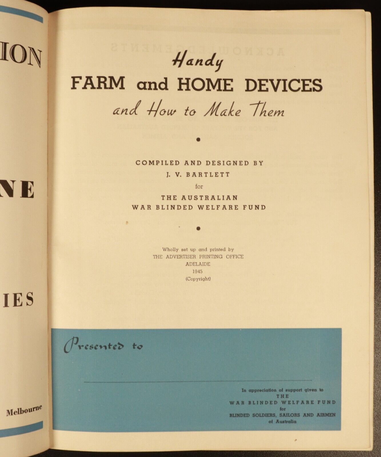 1945 Handy Farm Home Devices How To Make Them Antique Australian Self Help Book