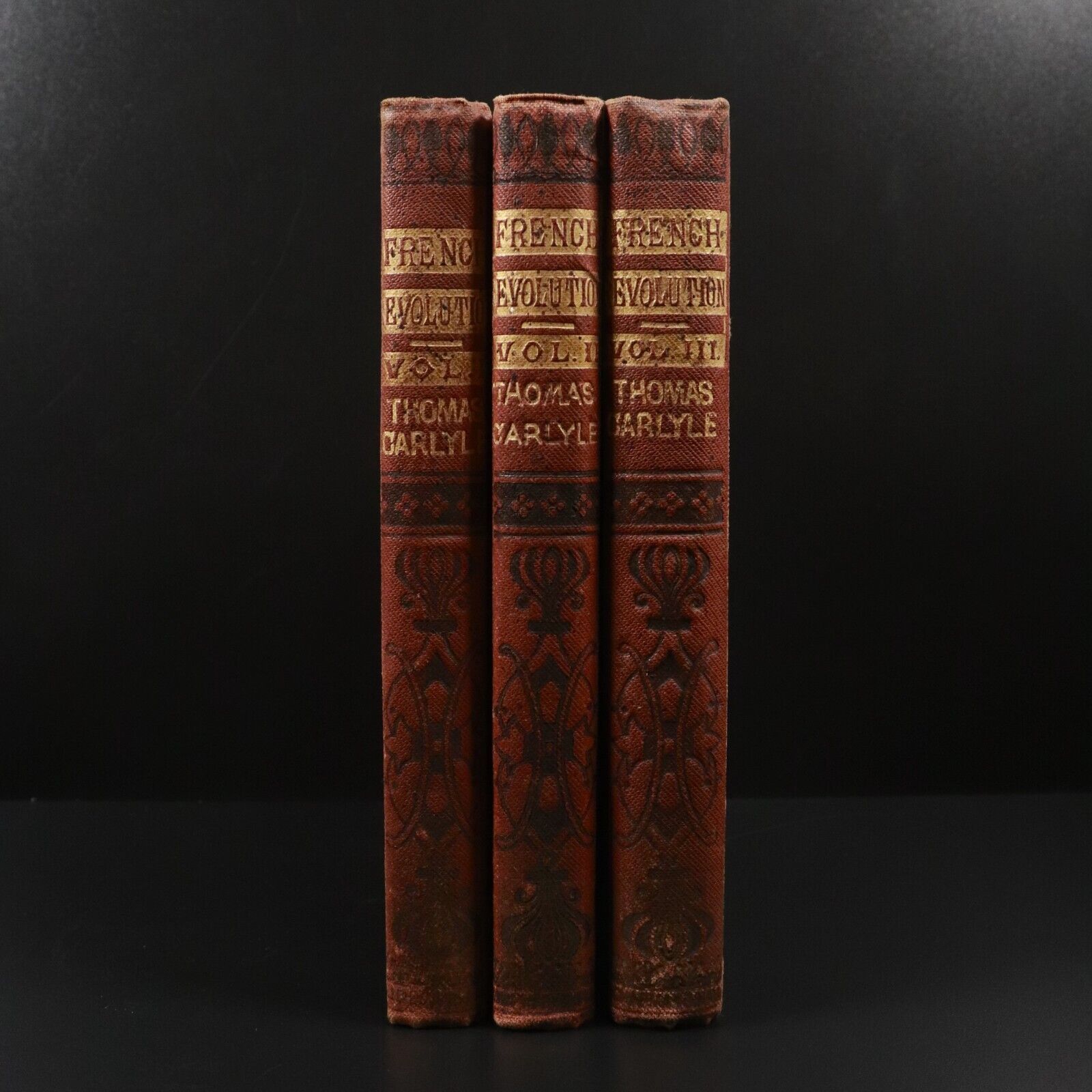 c1875 3vol The French Revolution History by Thomas Carlyle Antiquarian Book Set