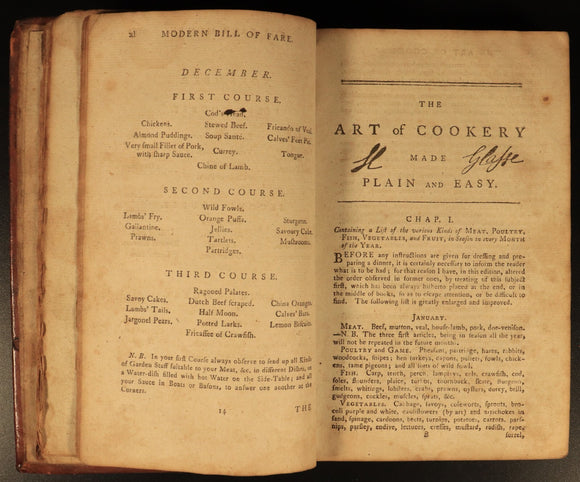 1796 The Art Of Cookery by Mrs Glasse Antiquarian British Cook Book + Recipes