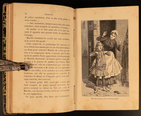 1886 Minette by Julie Gouraud Antiquarian Illustrated French Fiction Book