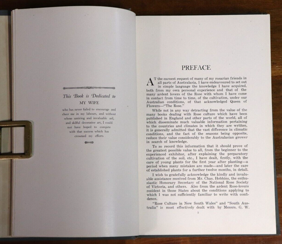 c1920 The Australasian Rose Book R.G. Elliott 1st Ed Gardening Reference Book
