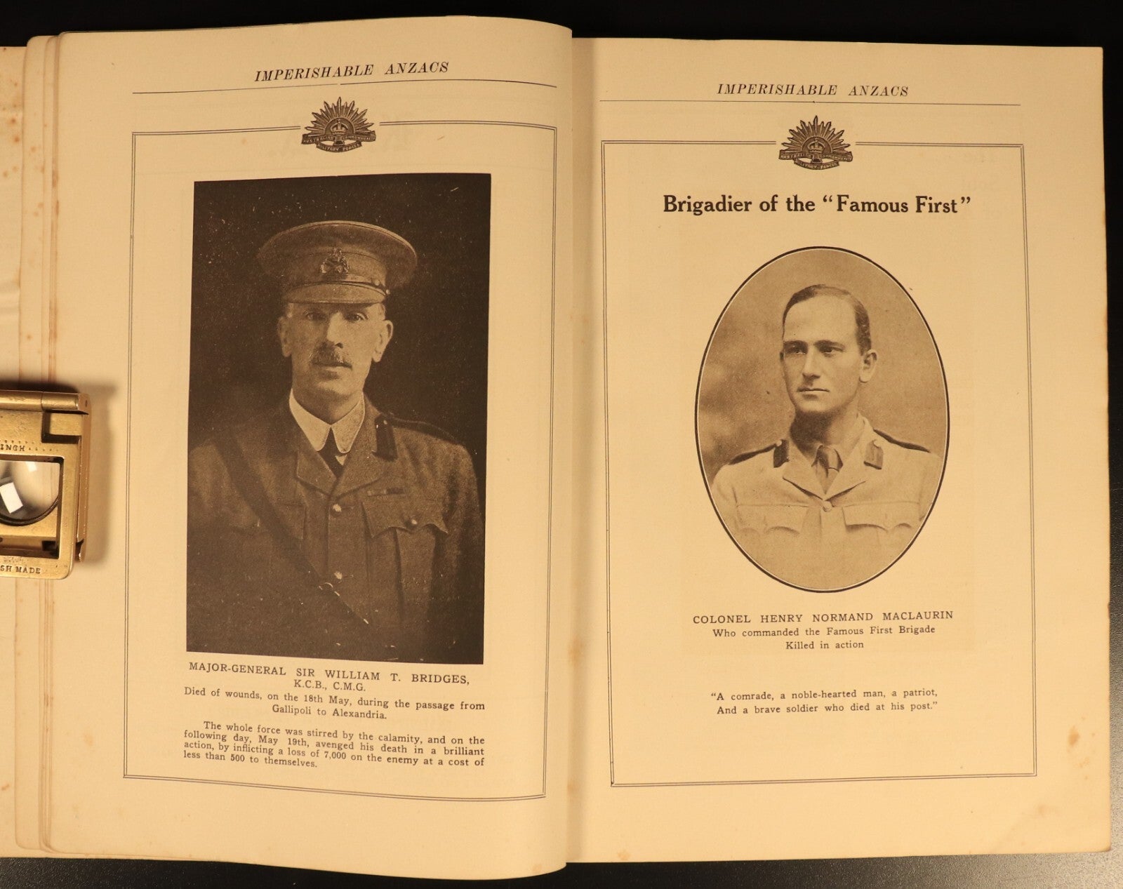 Imperishable Anzacs Story Of First Brigade 1916 Antique Military History Book
