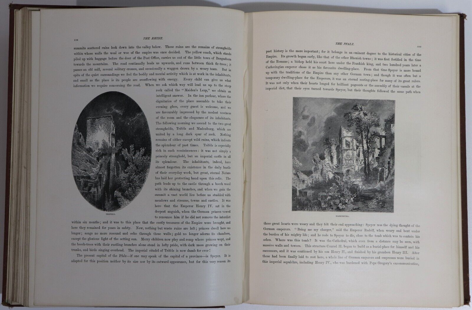 1878 The Rhine: From Source To The Sea by G Bartley Antique Picturesque Book