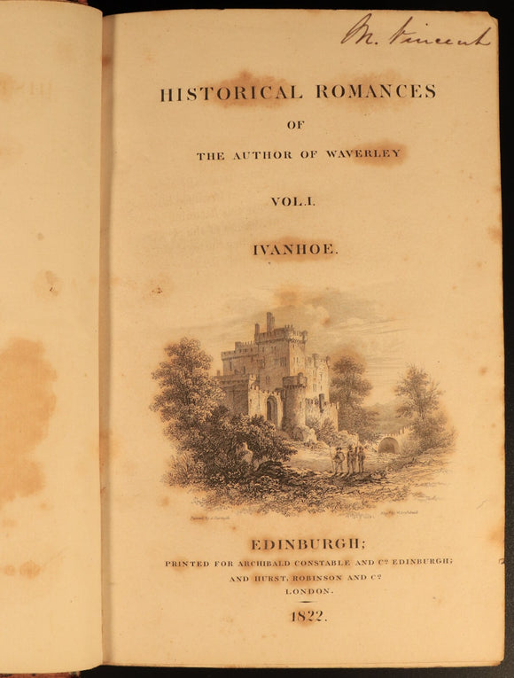 1822 Historical Romances Ivanhoe by Walter Scott Antiquarian Fiction Book 2vol